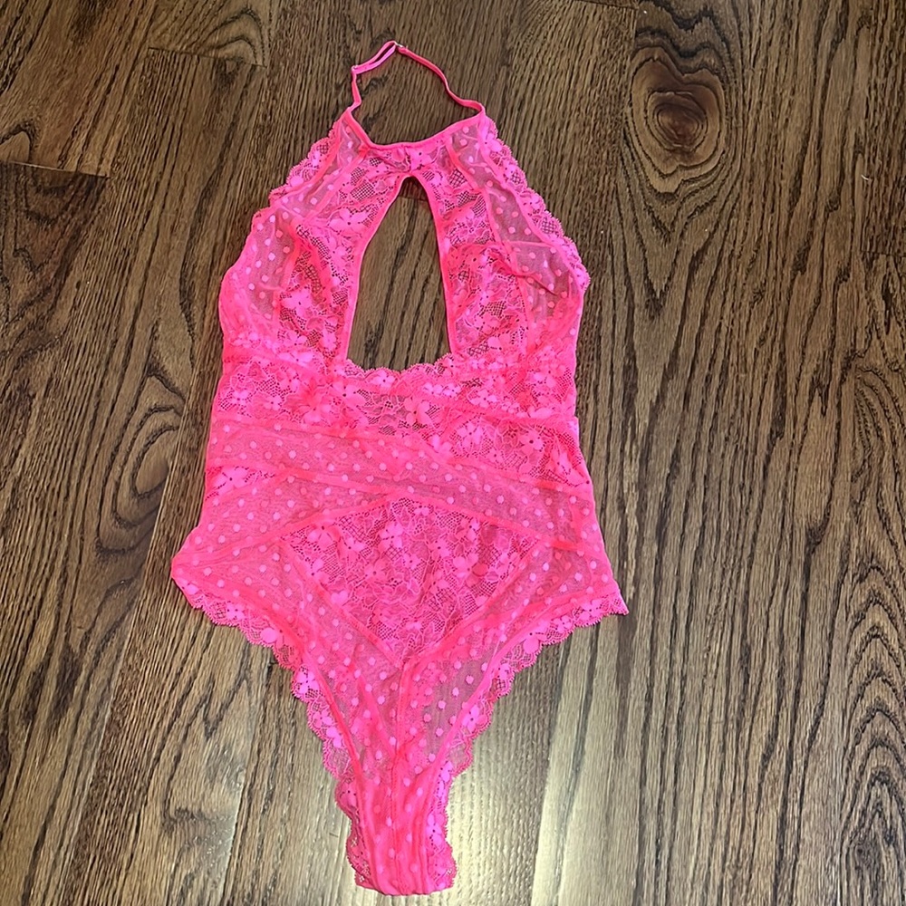 Victoria’s Secret Thong Pink Lace Bodysuit